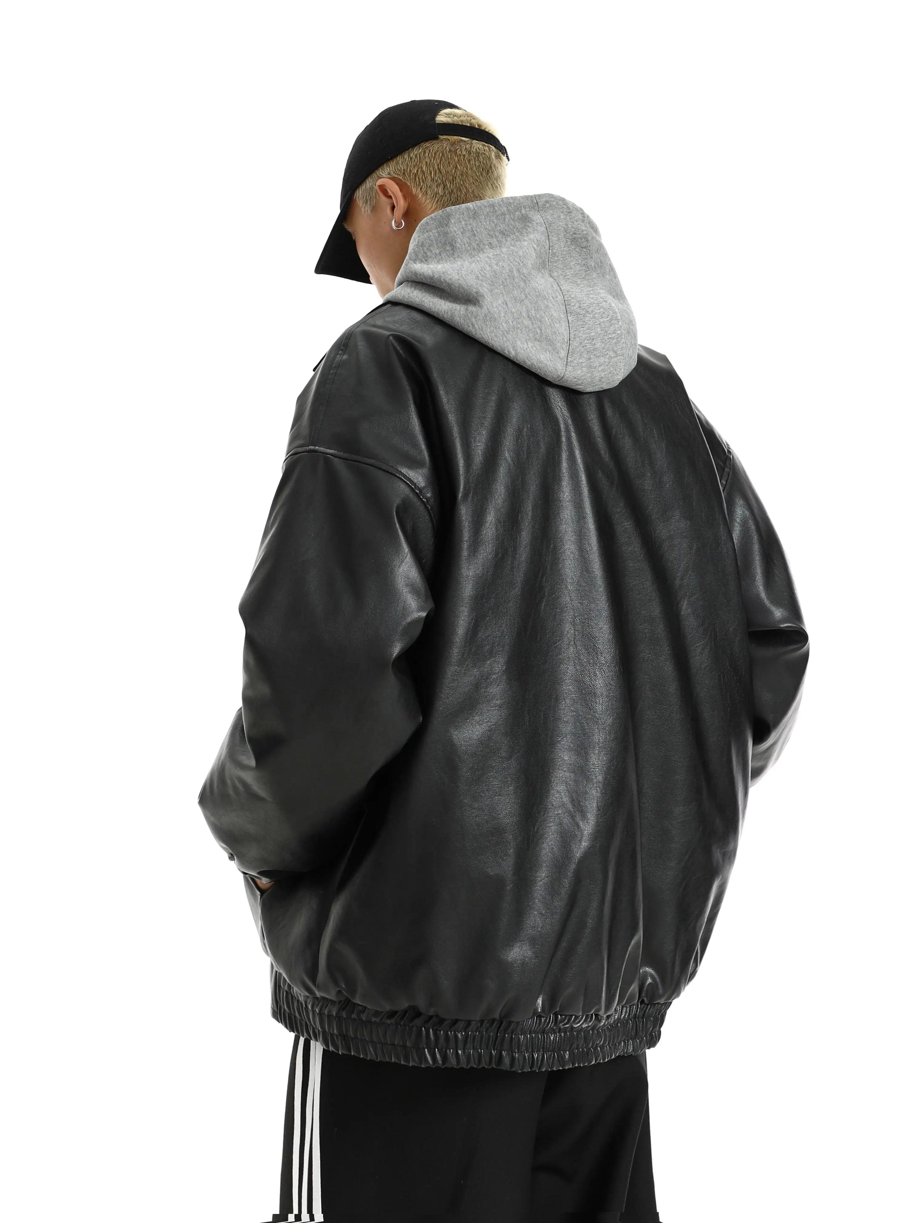 Vintage PU Leather Lapel Coat - MRC STORE