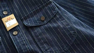 Men’s Denim Shirt - Striped Dark Blue Coat My Store