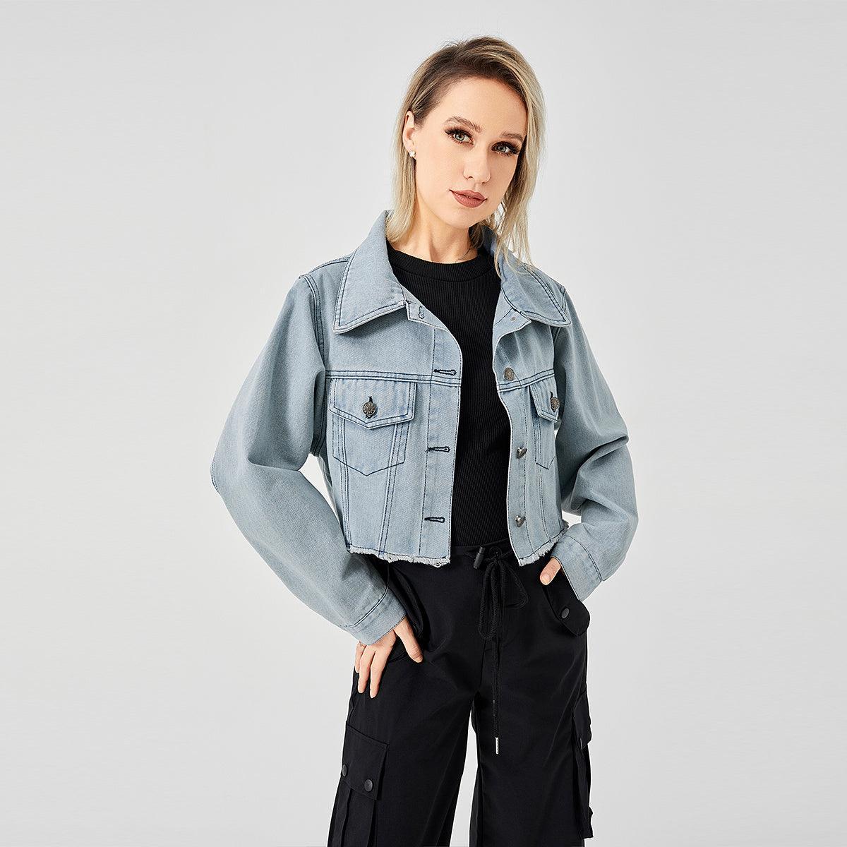 Retro Raw Edge Soft Denim Jacket - MRC STORE