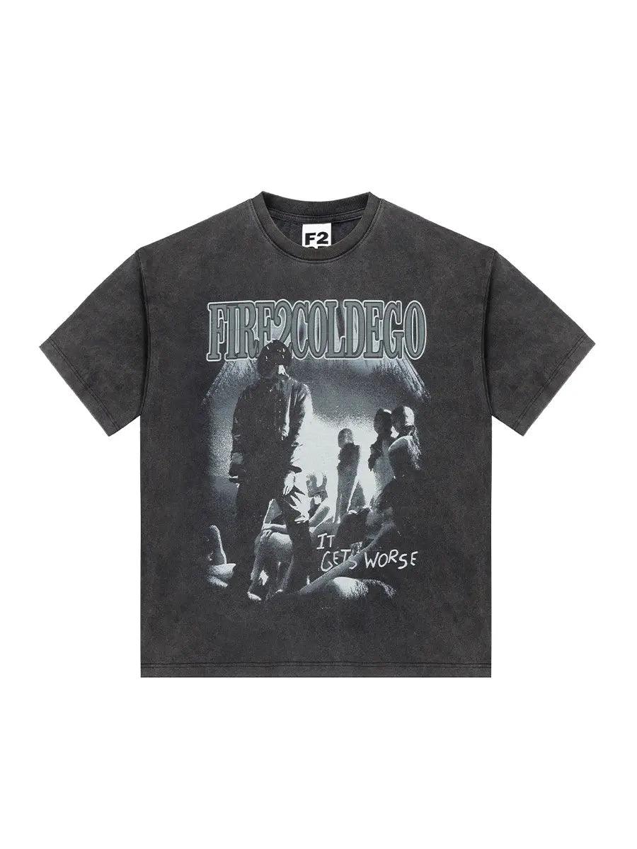 Vintage T-shirts Washed Print Short Sleeve - MRC STORE