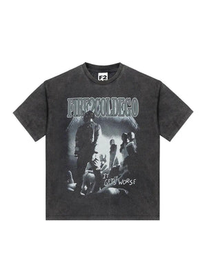 Vintage T-shirts Washed Print Short Sleeve - MRC STORE