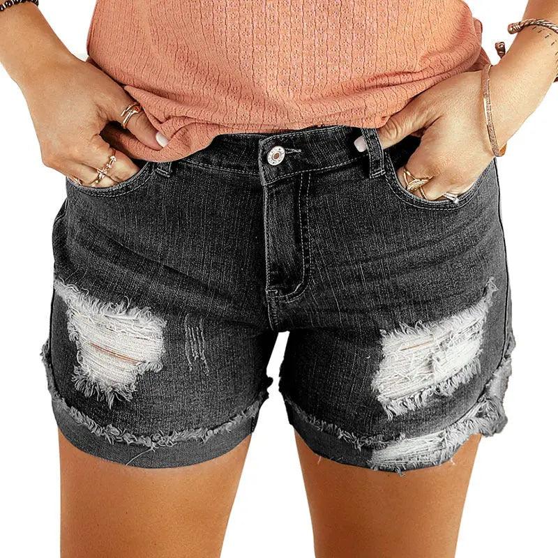 Washed & Frayed Casual Shorts - MRC STORE