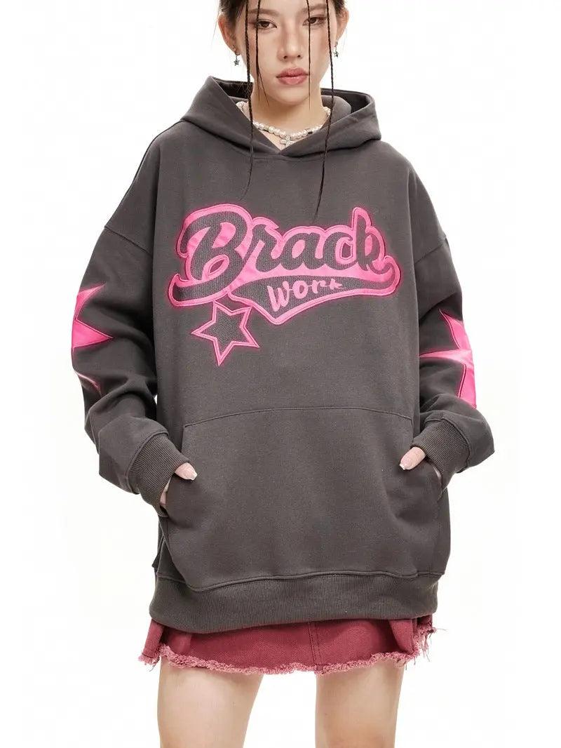 Embroidered Alphabet Hooded Sweater - MRC STORE