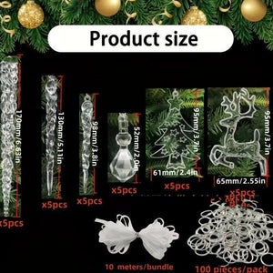Acrylic Christmas Tree Crystal Decorations – Set of 30 Festive Pieces - MRC STORE