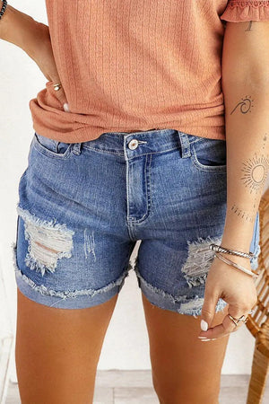 Washed & Frayed Casual Shorts - MRC STORE
