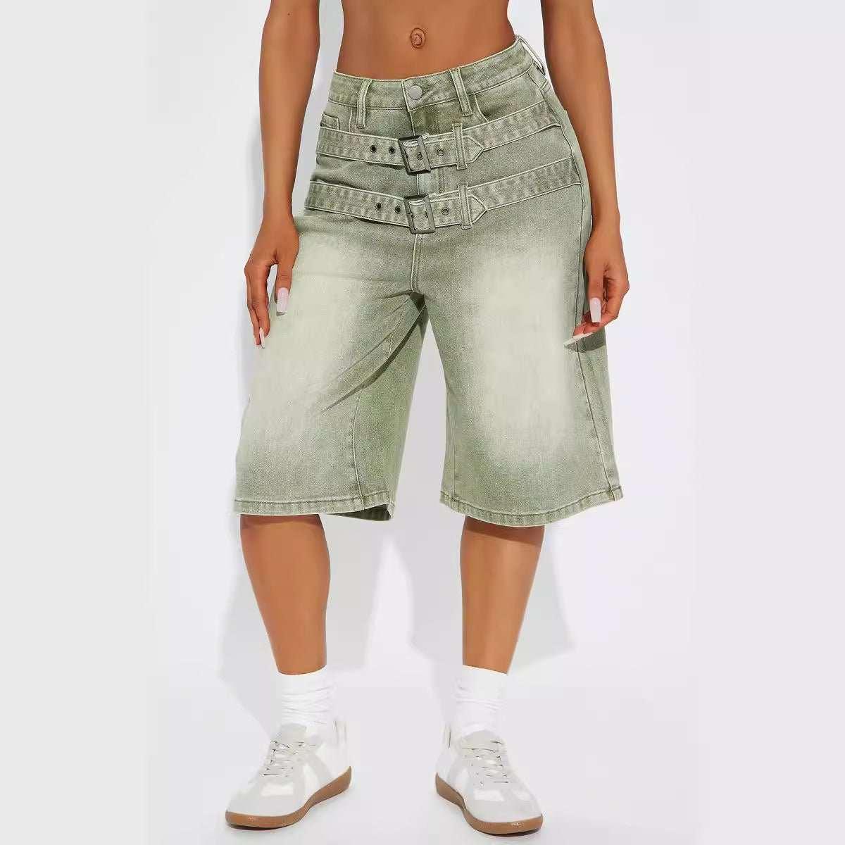 Adjustable Double-Belt Jeans - MRC STORE