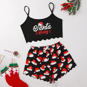 Women's Spaghetti Straps Sleeveless Pajamas – Fun & Festive Holiday Comfort - MRC STORE