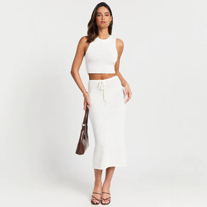 Women’s Two-Piece Skirt Set - Sleeveless White My Store