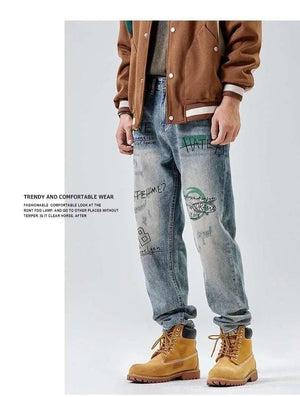 American Print Loose Jeans - MRC STORE
