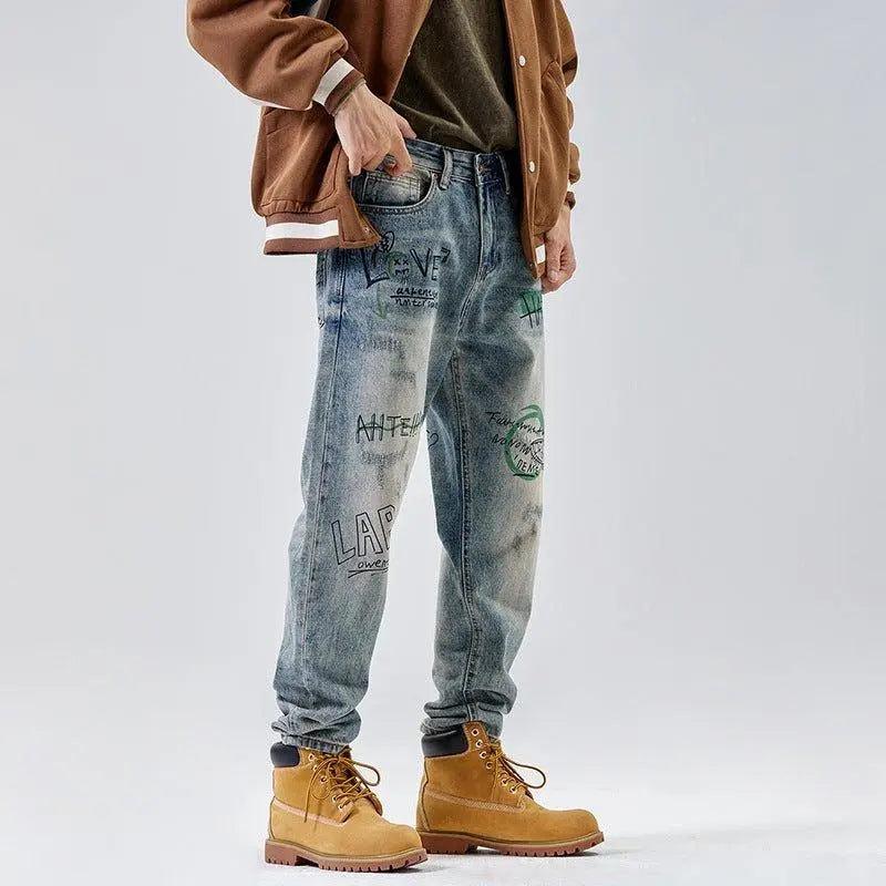 American Print Loose Jeans - MRC STORE