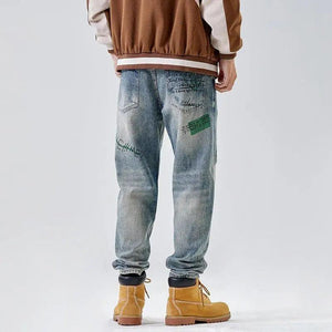 American Print Loose Jeans - MRC STORE