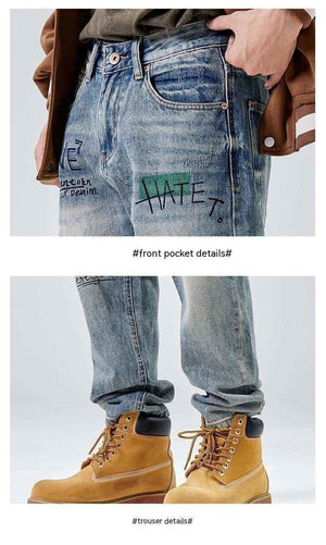 American Print Loose Jeans