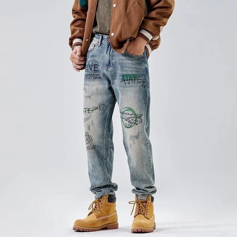 American Print Loose Jeans - MRC STORE