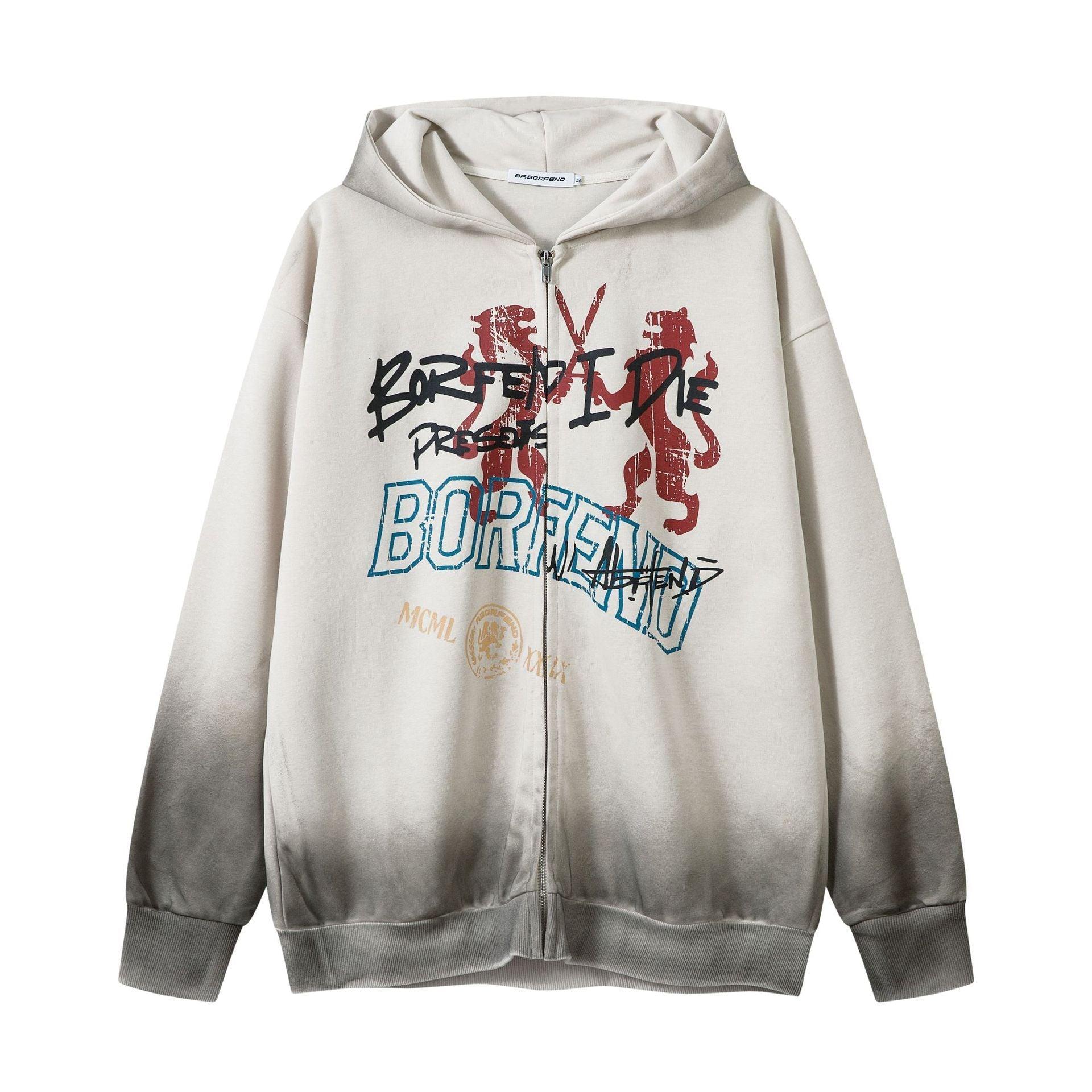 American Retro Graffiti Zipper Hoodie Cardigan – Trendy Comfort for Every Occasion - MRC STORE