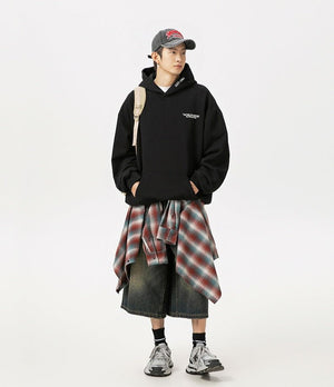 American Retro Hooded Sweater - MRC STOREHoodieMRC STOREPerson wearing a black hoodie, plaid skirt, and sneakers on a white backgroundMRC STORECJWY217727810JQApricotL