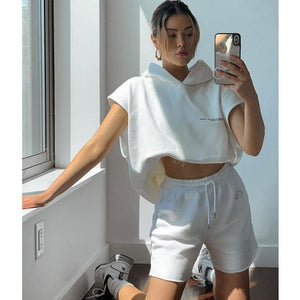 American Retro White Sleeveless Hoodie - MRC STORE