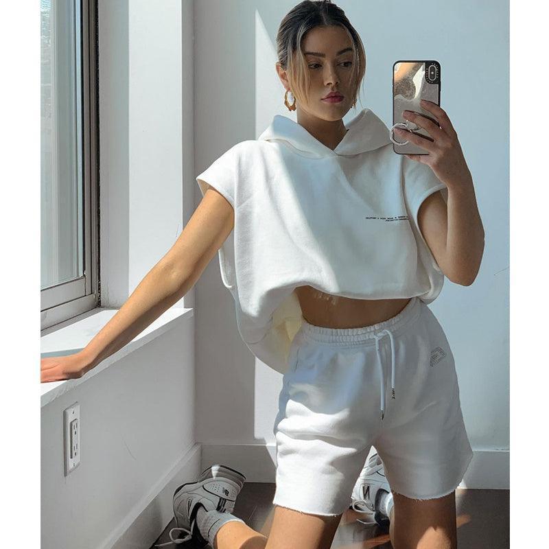 American Retro White Sleeveless Hoodie - MRC STORE