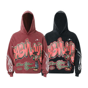 American Street Fashion Water-Washed Printed Hoodie - MRC STORE