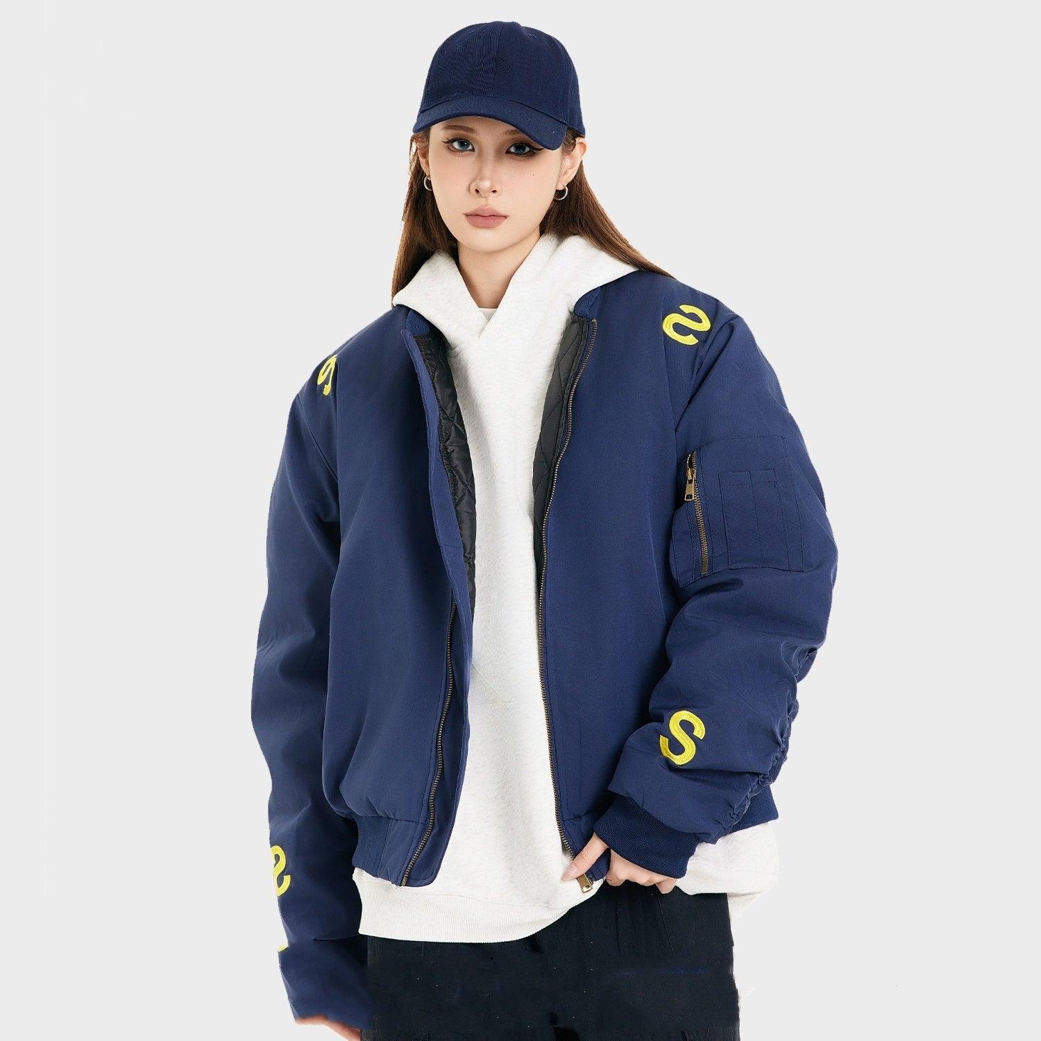 American Street Style Embroidered Letter Flight Jacket for Teenagers - MRC STORE