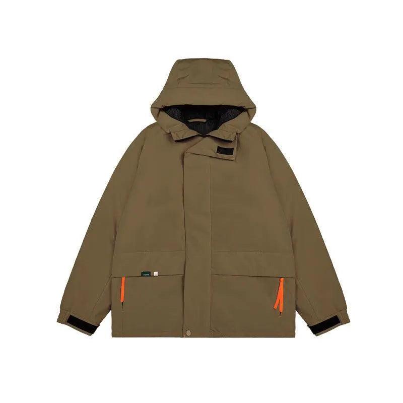 Khaki Green Street Windproof Hooded Cotton Jacket - MRC STORE