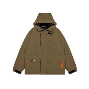 Khaki Green Street Windproof Hooded Cotton Jacket - MRC STORE