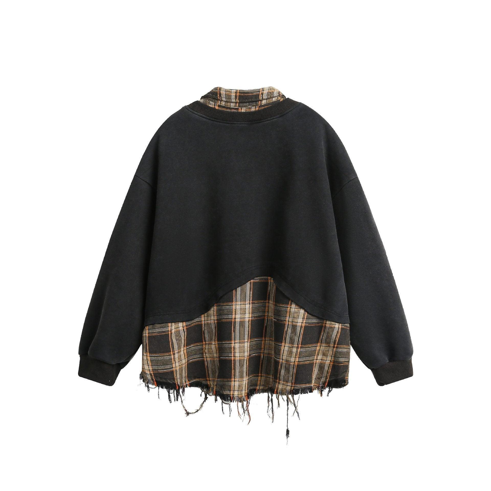 American Style Ripped Burr Fake Two Piece Lapel Sweater – Stylish and Casual for Everyday Wear - MRC STORE