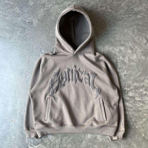 American Vintage Zipper Hoodie Trendy Gothic Letter Print - MRC STORE