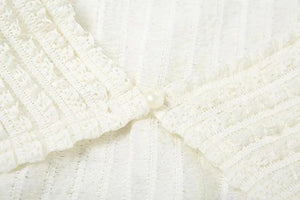 Apricot V Neck Pleated Dress - MRC STORE