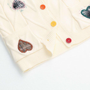 Autumn and Winter Loose Love Embroidery Knit Cardigan - MRC STORE