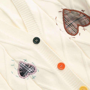 Loose Love Embroidery Knit Cardigan - MRC STORE