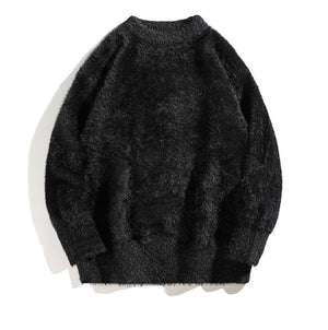 Autumn Solid Color Faux Mink Knit Sweater - MRC STOREsweaterMRC STOREDark gray sweater with white lining on a white backgroundMRC STORECJYD259345405EVB094 Black3XL