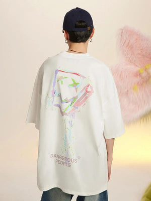 Loose Splash-Ink Paper Bag Graphic Tee - MRC STORE