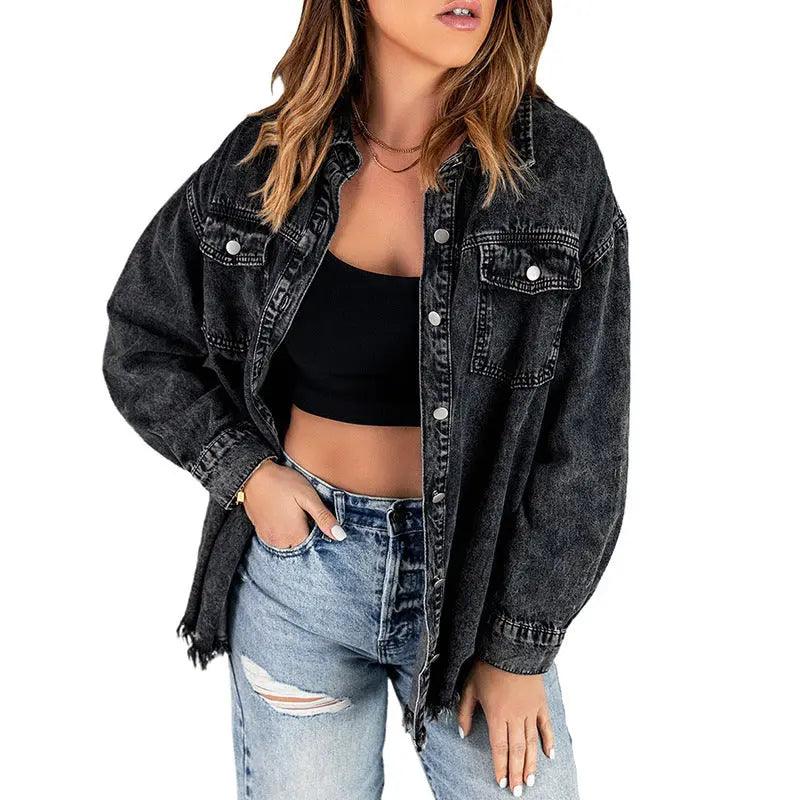 Denim Lapel Top - MRC STORE