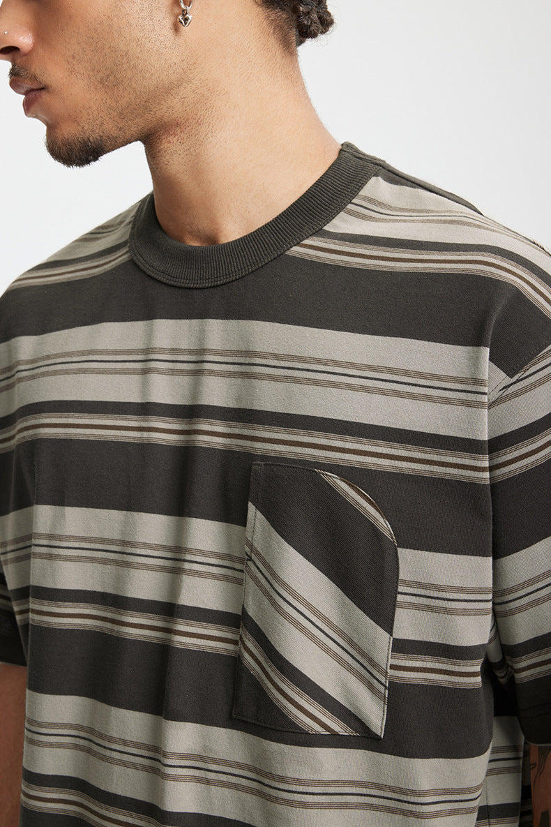 Unisex Striped T-Shirt - Loose Pocket Style My Store  25.70