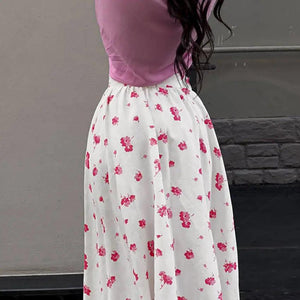 Floral High Waist Split Skirt - MRC STORE