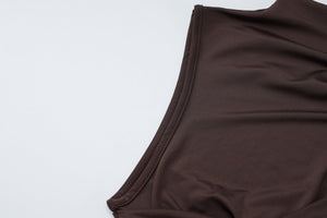 Women's Fashion Slim Round Neck Pleated Dress - Mid Waist My Store