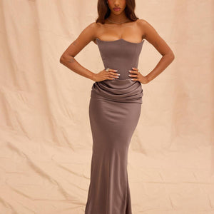 Elegant Dress Fishbone Velvet Gown - MRC STORE