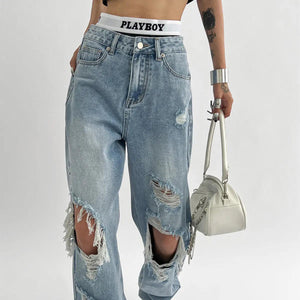 Light Blue Ripped jeans - MRC STORE