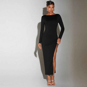 Backless High - Waist Knitted Midi Socialite Dress - MRC STOREDressMRC STOREBackless High - Waist Knitted Midi Socialite DressMRC STORECJLY262484603CXBlackL