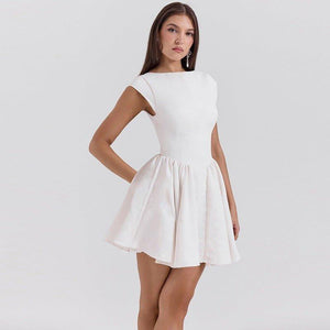 Backless Lace Up Dress – Chic and Elegant High Waist Design - MRC STOREDressMRC STOREA woman wearing an elegant white - colored sleeveless backless lace - up dress with a high waist design.MRC STORECJLY223757406FUBlackL
