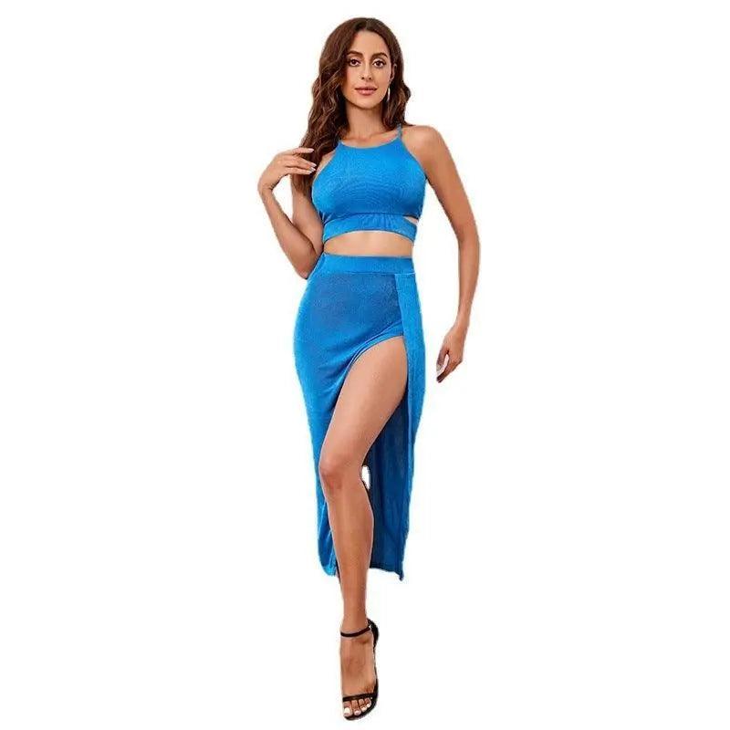 Backless Lace Up Split Dress Suit - MRC STORE