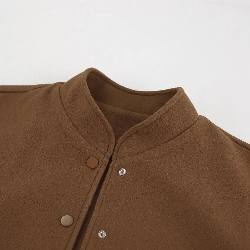 Vintage Woolen Stand Collar Coat - MRC STORE