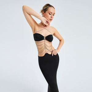 Metal Chain Halterneck Cutout Party Dress - Bold and Daring - MRC STORE