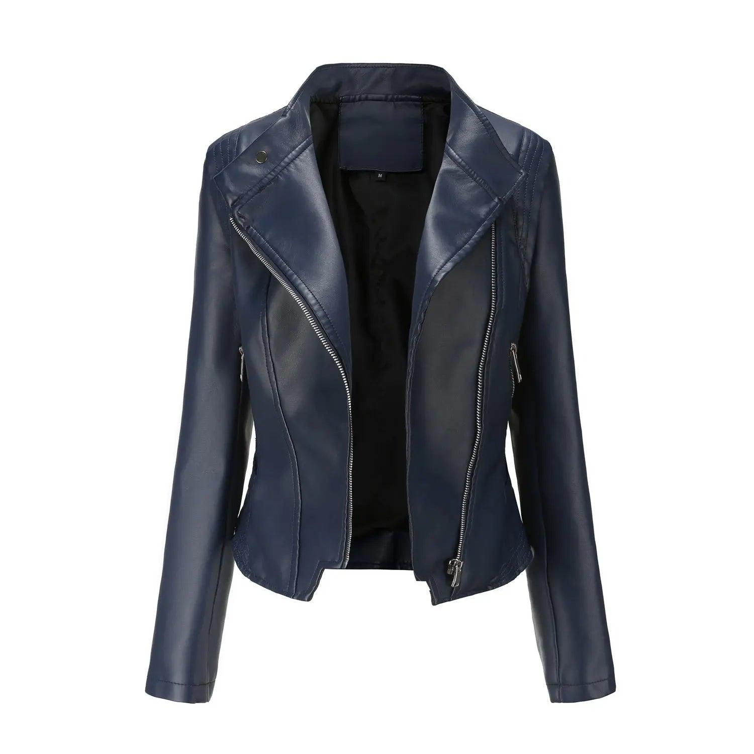 Slim Fit PU Leather Coat - MRC STORE