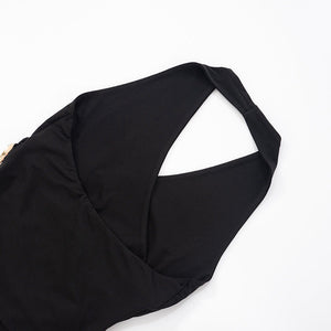Women’s Suspender Top - V-Neck Pleated Navel My Store