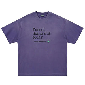 Heavy Washed Letter Print T shirt - MRC STORE