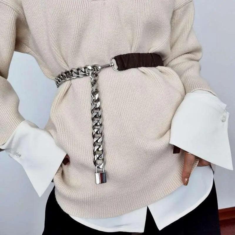 Belt Female Chain Stitching Elastic Waist With Skirt Girdle - MRC STORE