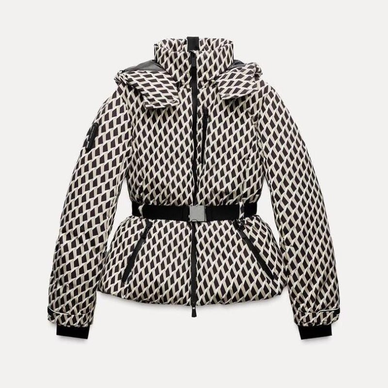 Belted Stand Collar Ski Puffer Jacket - MRC STOREJacketsMRC STOREBelted Stand Collar Ski Puffer Jacket MRC STORE 120.99MRC STORECJWJ261267404DWCheckeredL