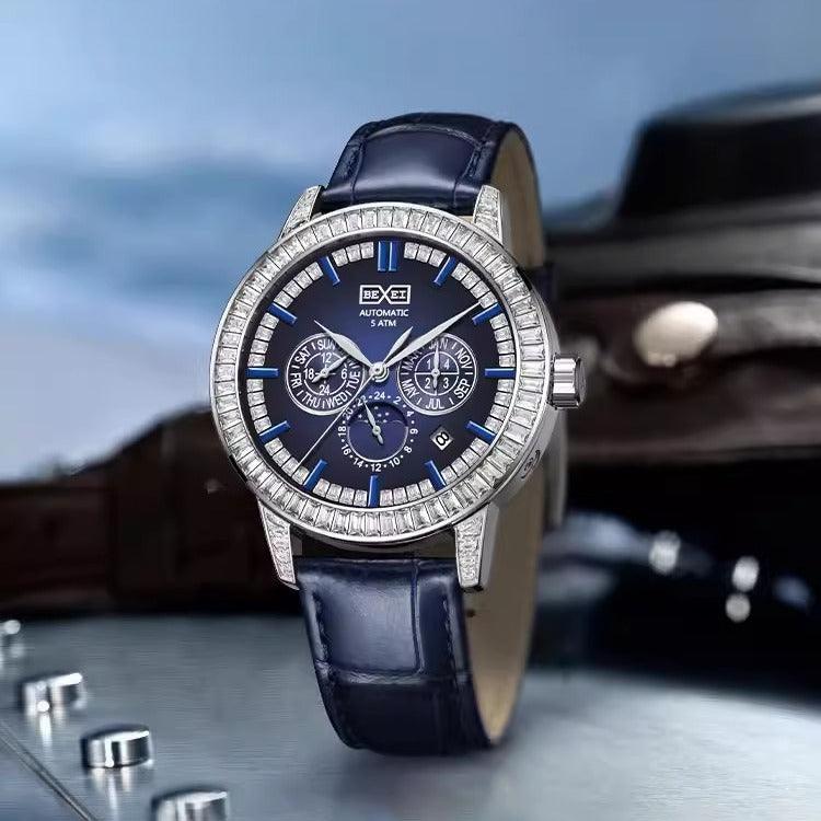 Bexei 9157 Luxury Men’s Watch – Blue Crystal Bezel, 5ATM Waterproof - MRC STOREAccessoriesMy StoreBEXEI 9157 Luxury Men's Watch – Blue Crystal Bezel, 46 Zircons, 5ATM Waterproof - MRC STOREMRC STORECJJX228254501AZBlue