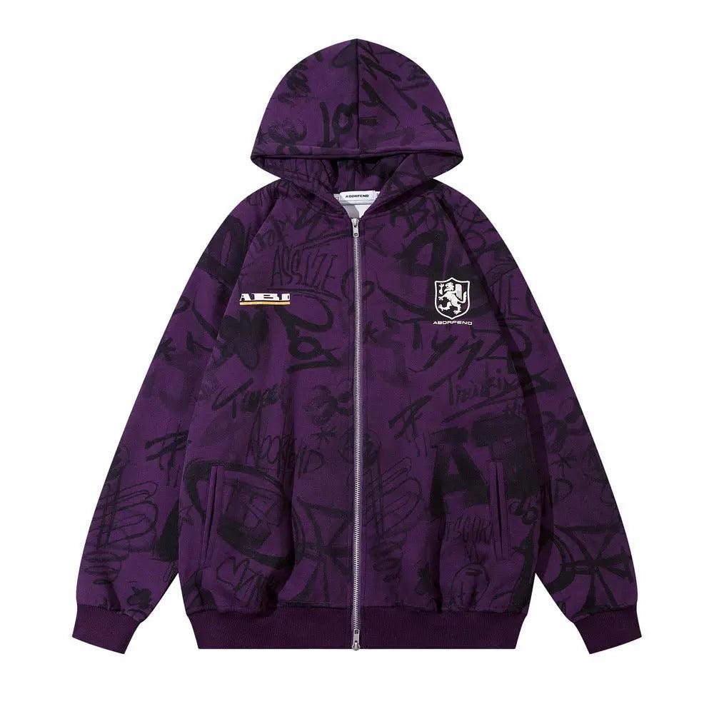 Graffiti Print Hooded Sweatshirt - MRC STORE